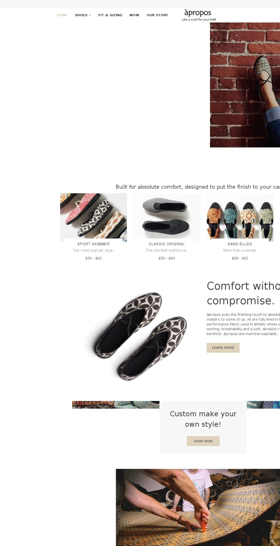 aproposfootwear.com shopify website screenshot