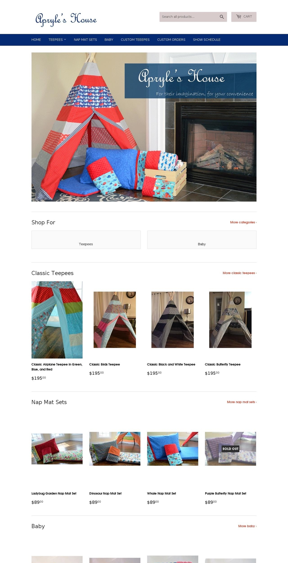 apryleshouse.com — Shopify storefront screenshot