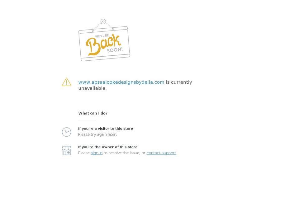 apsaalookedesignsbydella.com shopify website screenshot
