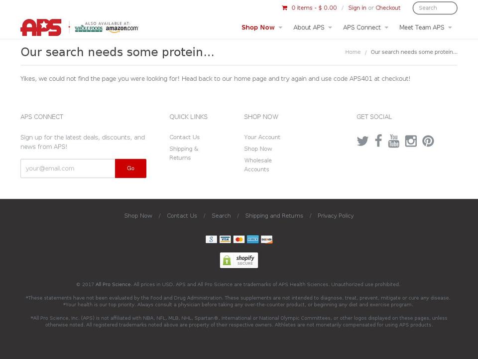 apsrecovery.com shopify website screenshot