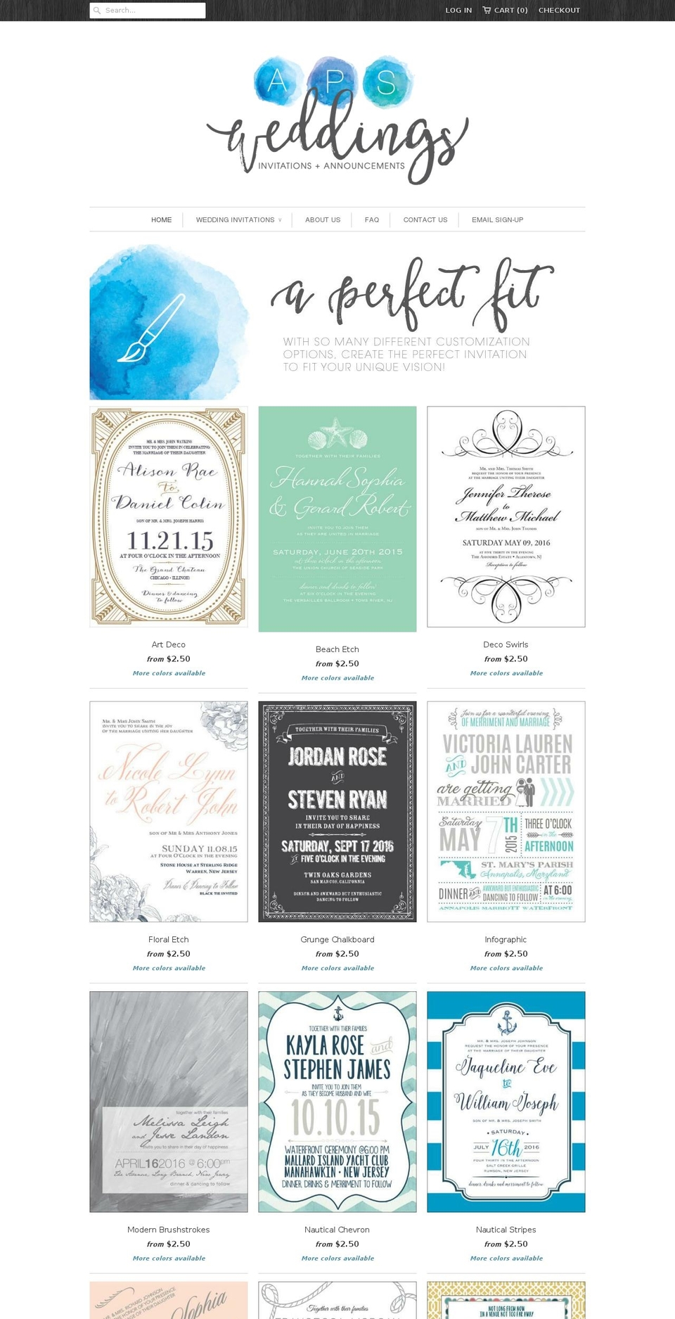 apsweddings.com shopify website screenshot