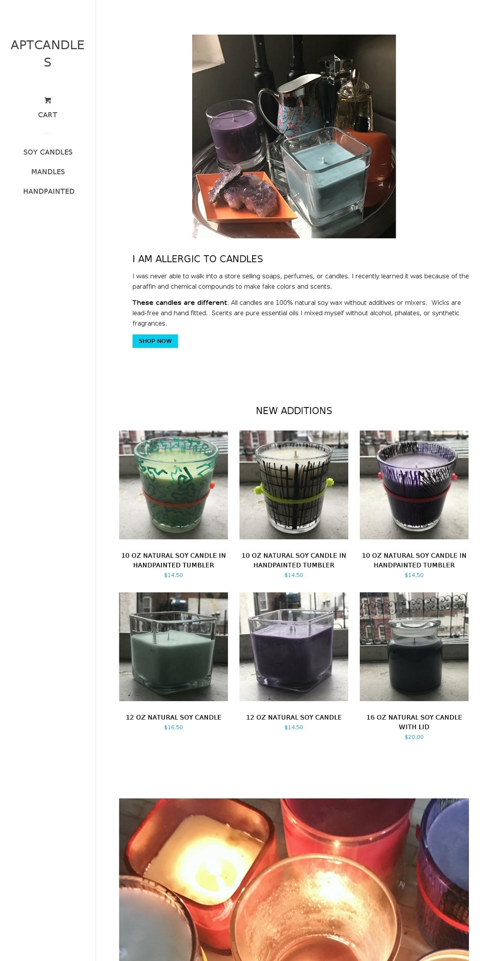 aptcandle.org shopify website screenshot