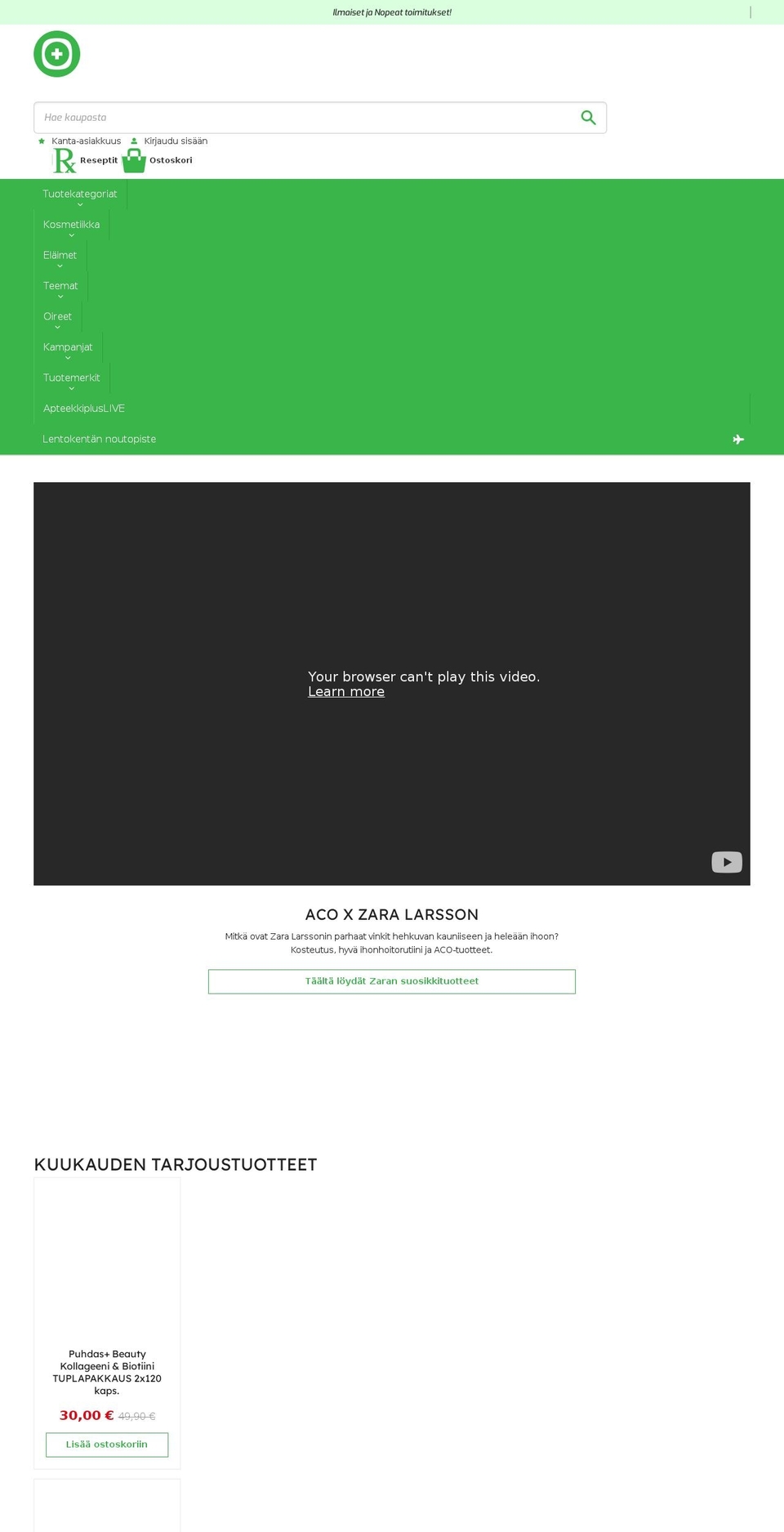 apteekkiplus.fi shopify website screenshot