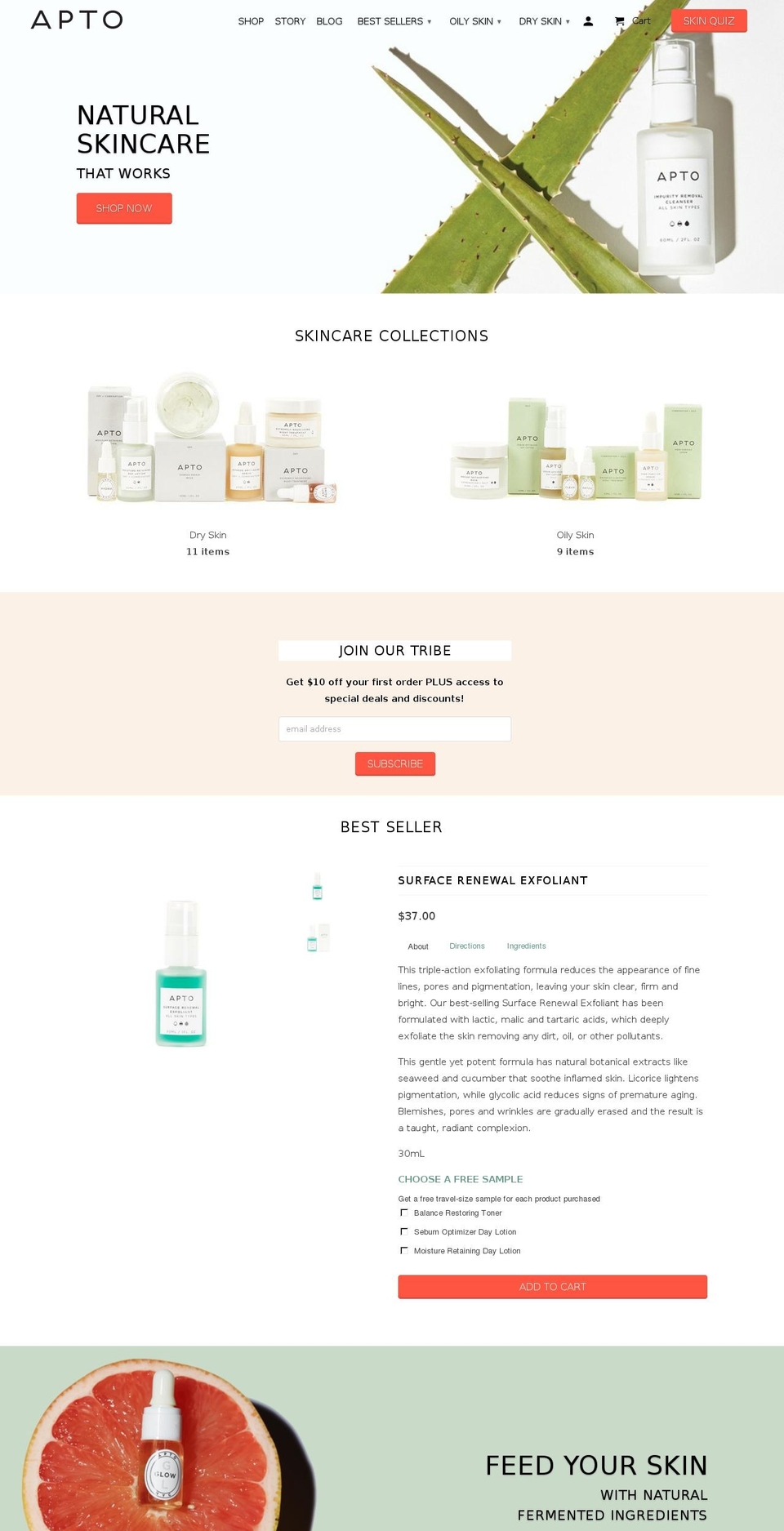 aptoskincare.com shopify website screenshot