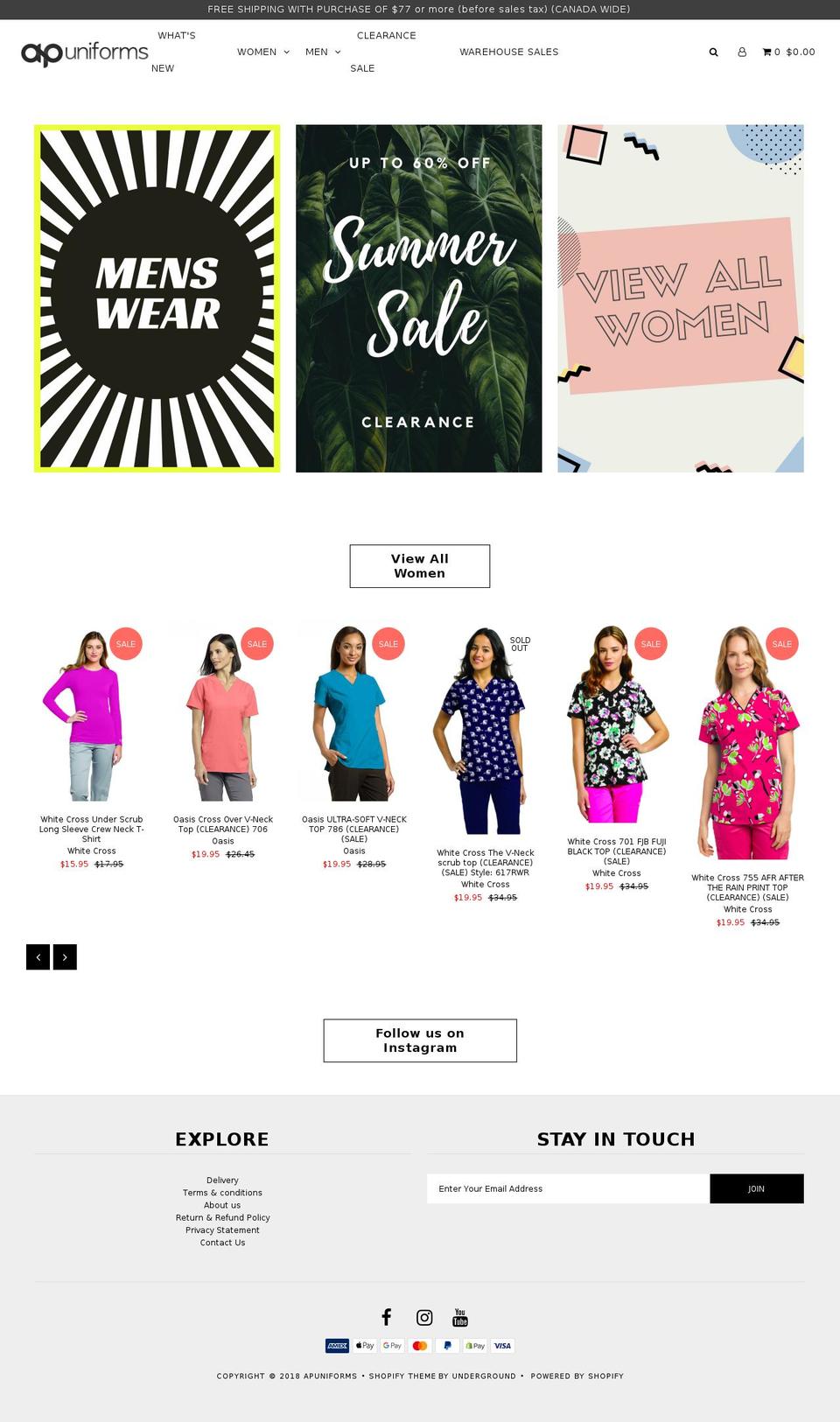 apuniforms.com — Shopify storefront screenshot