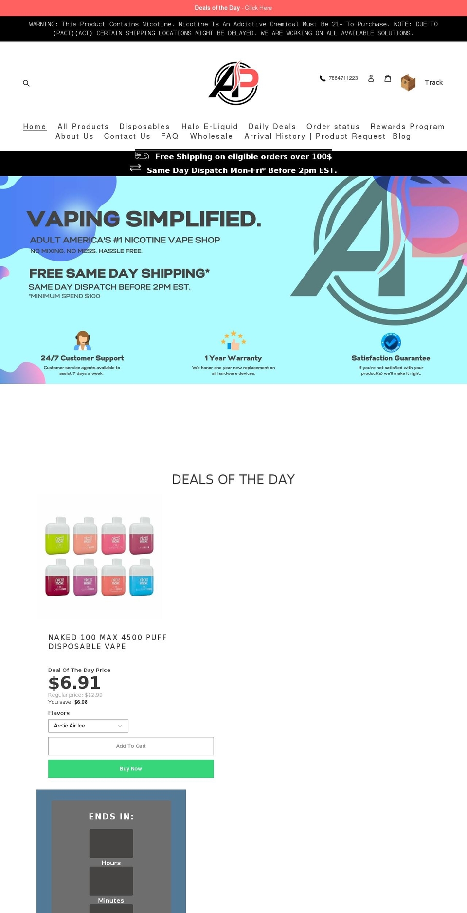 apvapeshop.com shopify website screenshot