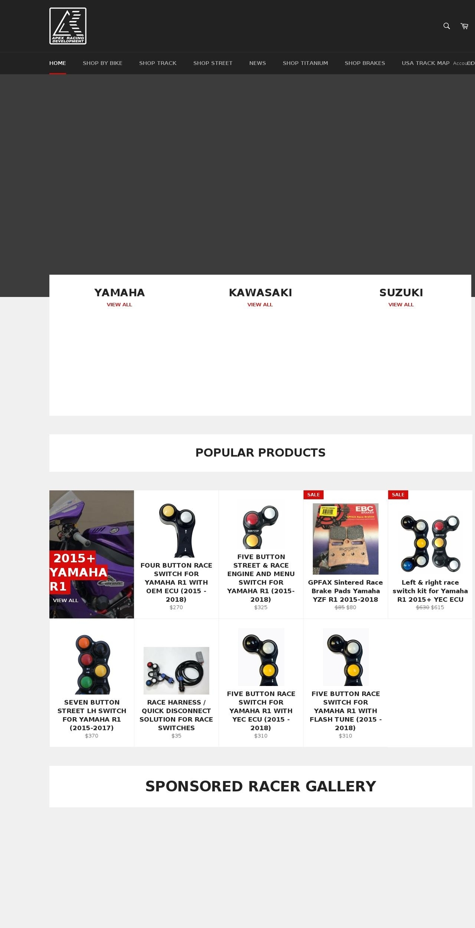 apxracing.us shopify website screenshot