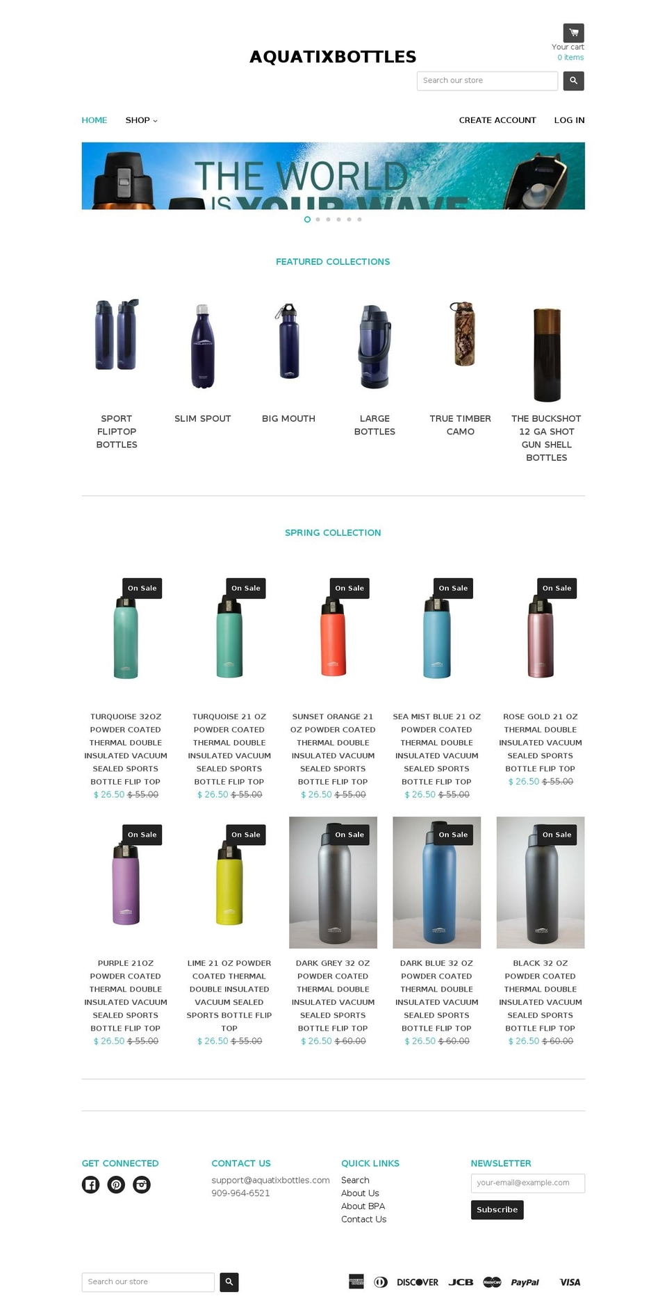 aqbottles.com shopify website screenshot