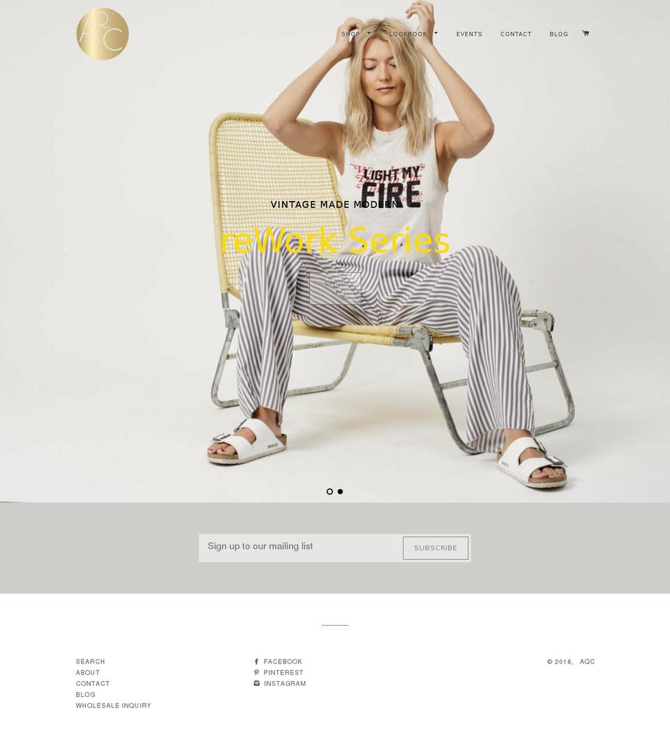 aqcclothing.com shopify website screenshot