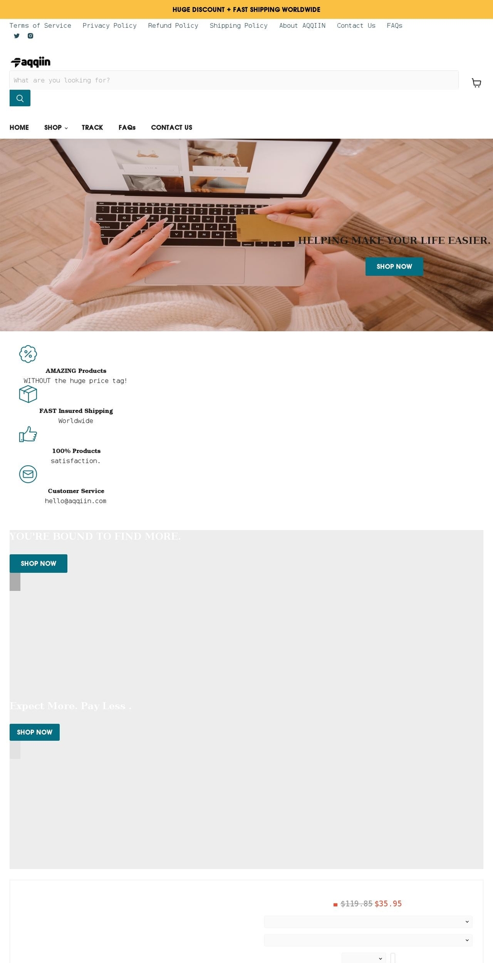 aqqiin.com shopify website screenshot