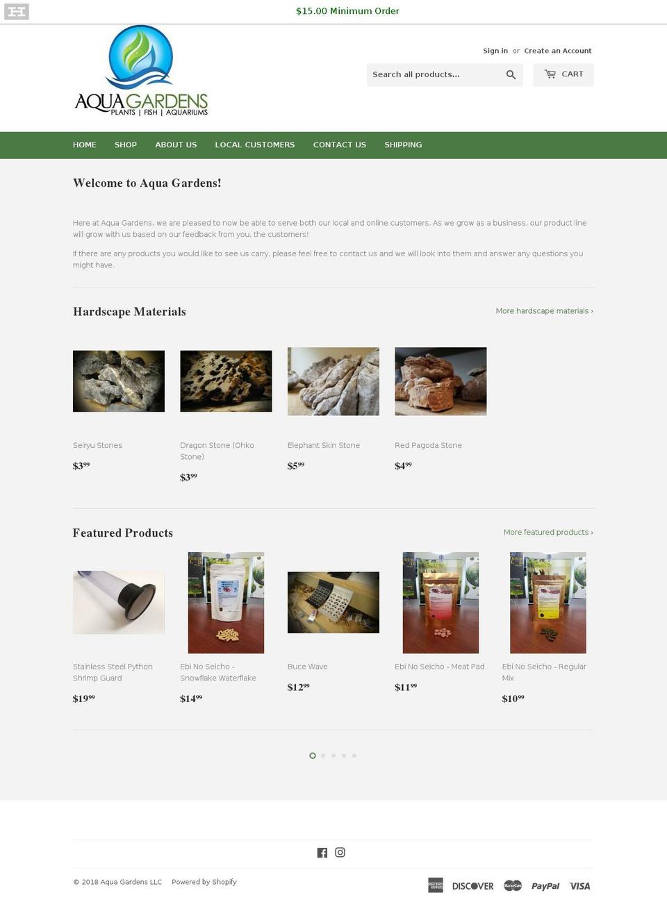 aqua-gardens.com — Shopify storefront screenshot