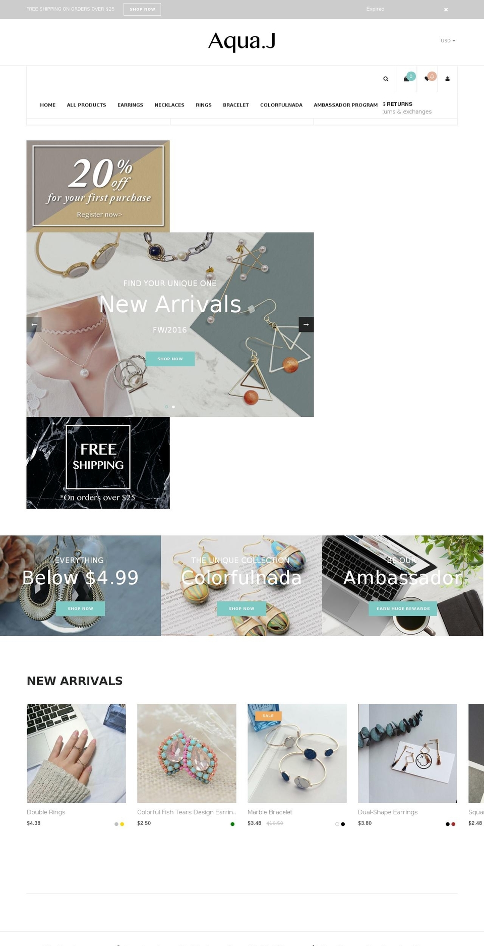 aqua-j.com shopify website screenshot