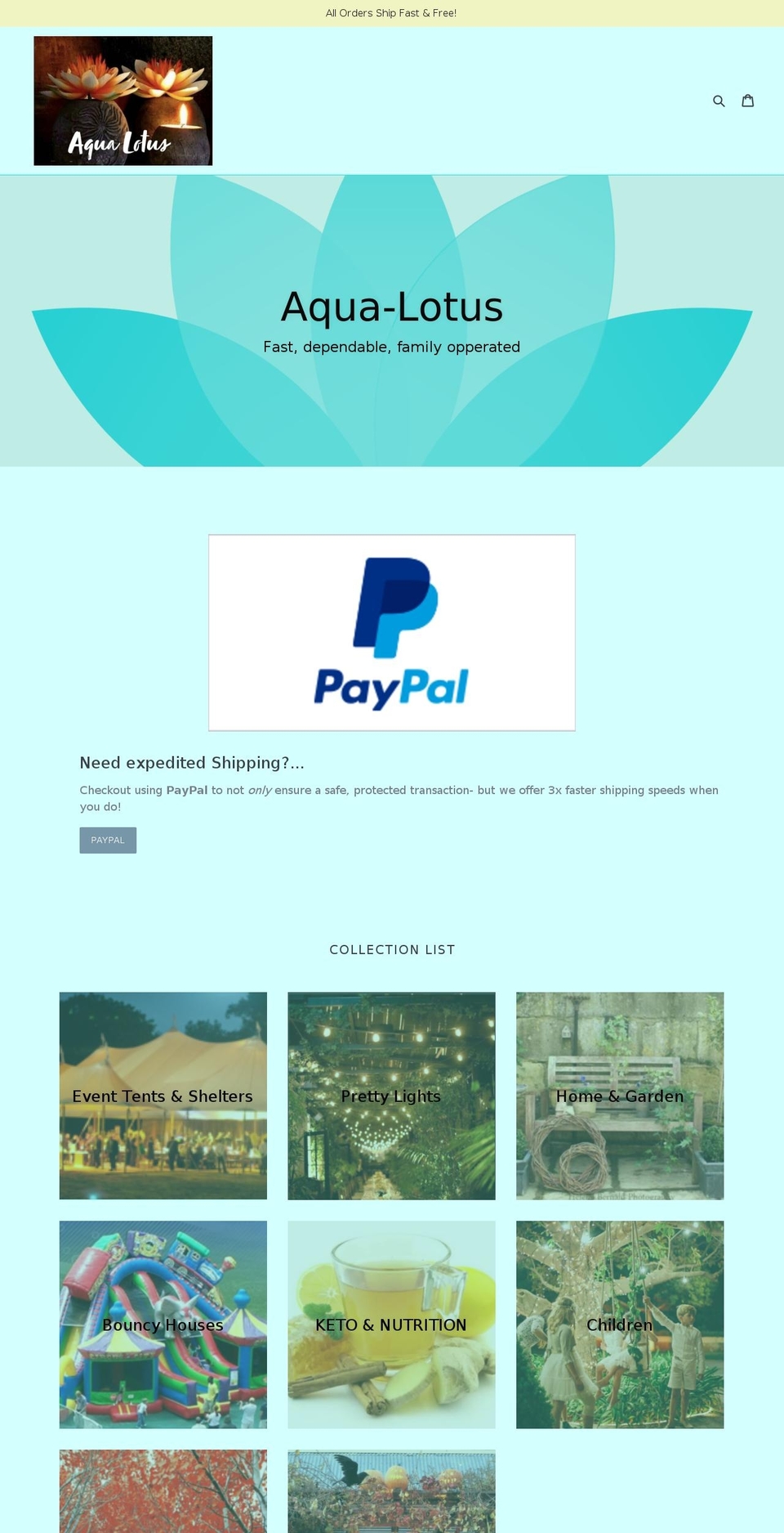 aqua-lotus.com — Shopify storefront screenshot