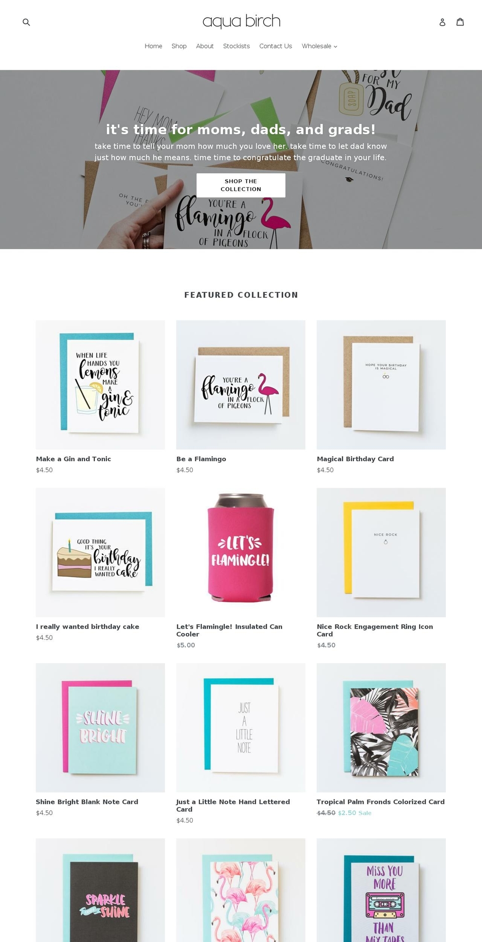 aquabirchstationery.com shopify website screenshot