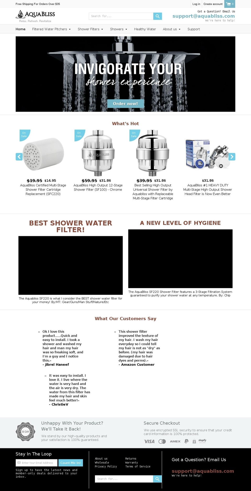 aquabliss.myshopify.com shopify website screenshot