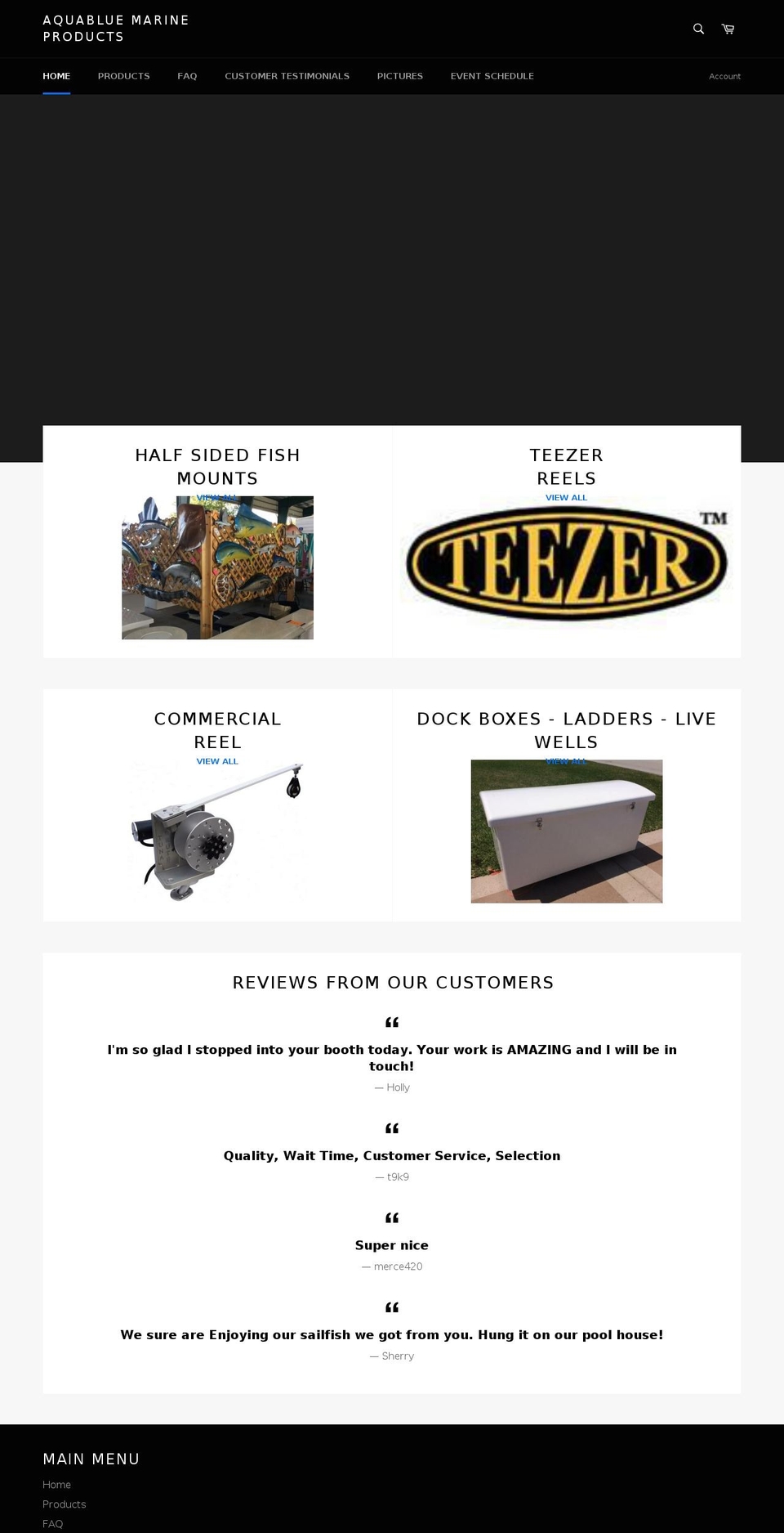 aquabluemarine.com — Shopify storefront screenshot