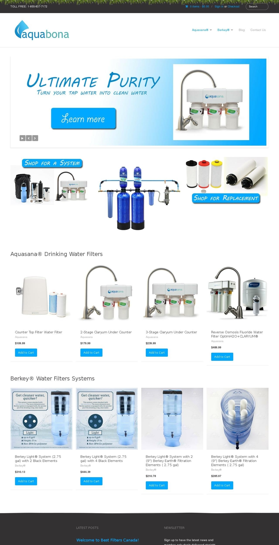 aquabona.ca shopify website screenshot