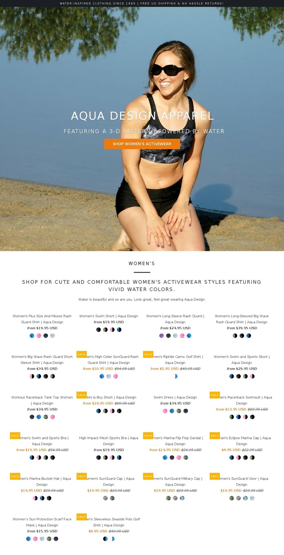 aquadesign.com shopify website screenshot