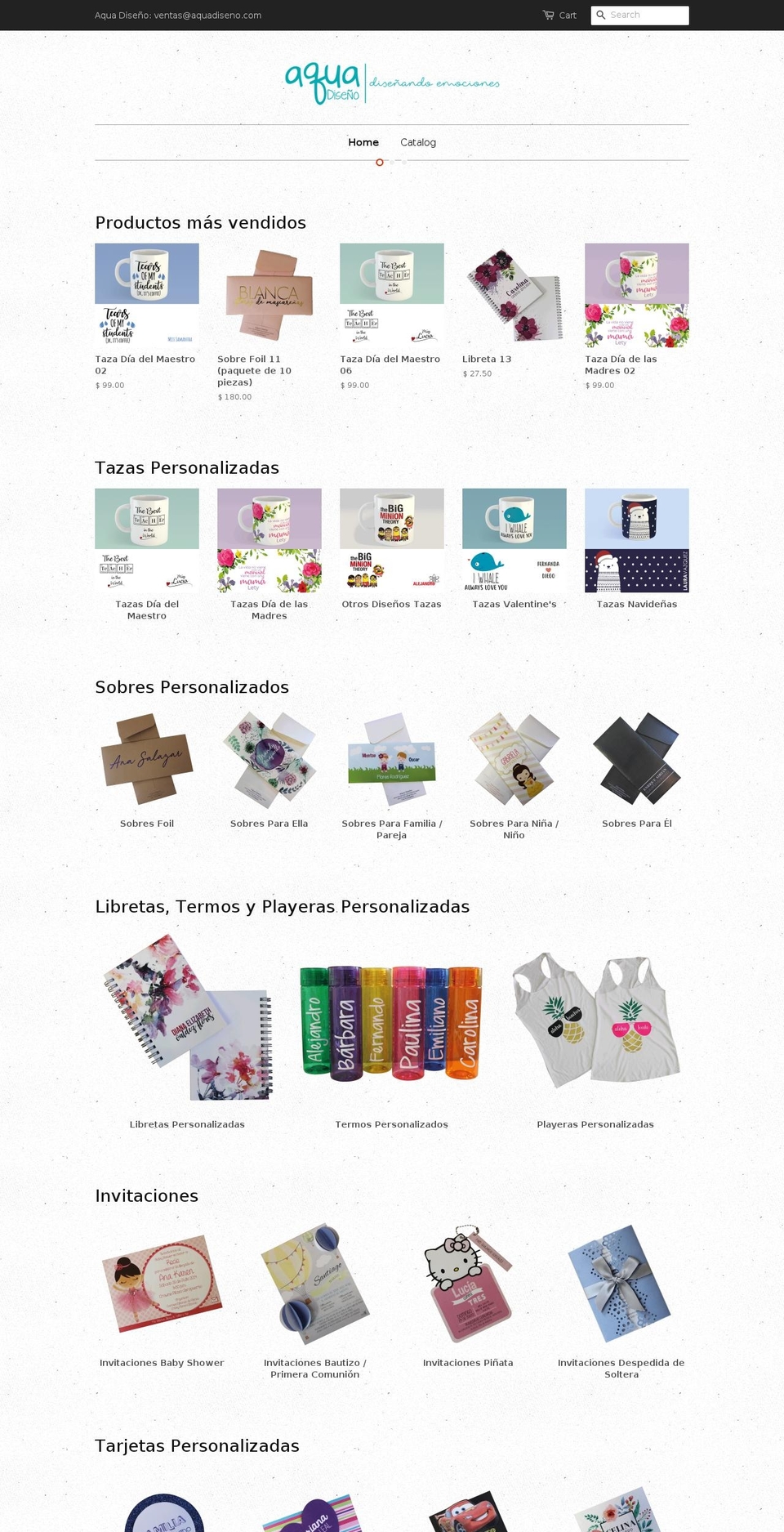 aquadiseno.com — Shopify storefront screenshot