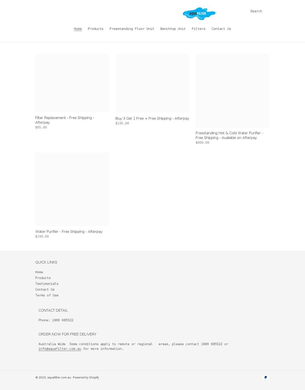 aquafilter.com.au shopify website screenshot