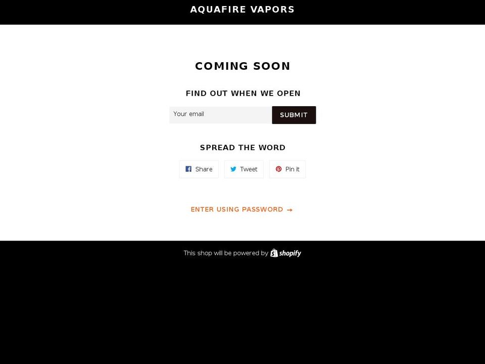 aquafirevapors.com shopify website screenshot