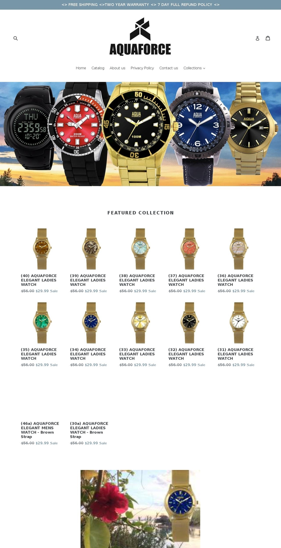 aquaforcetime.com shopify website screenshot