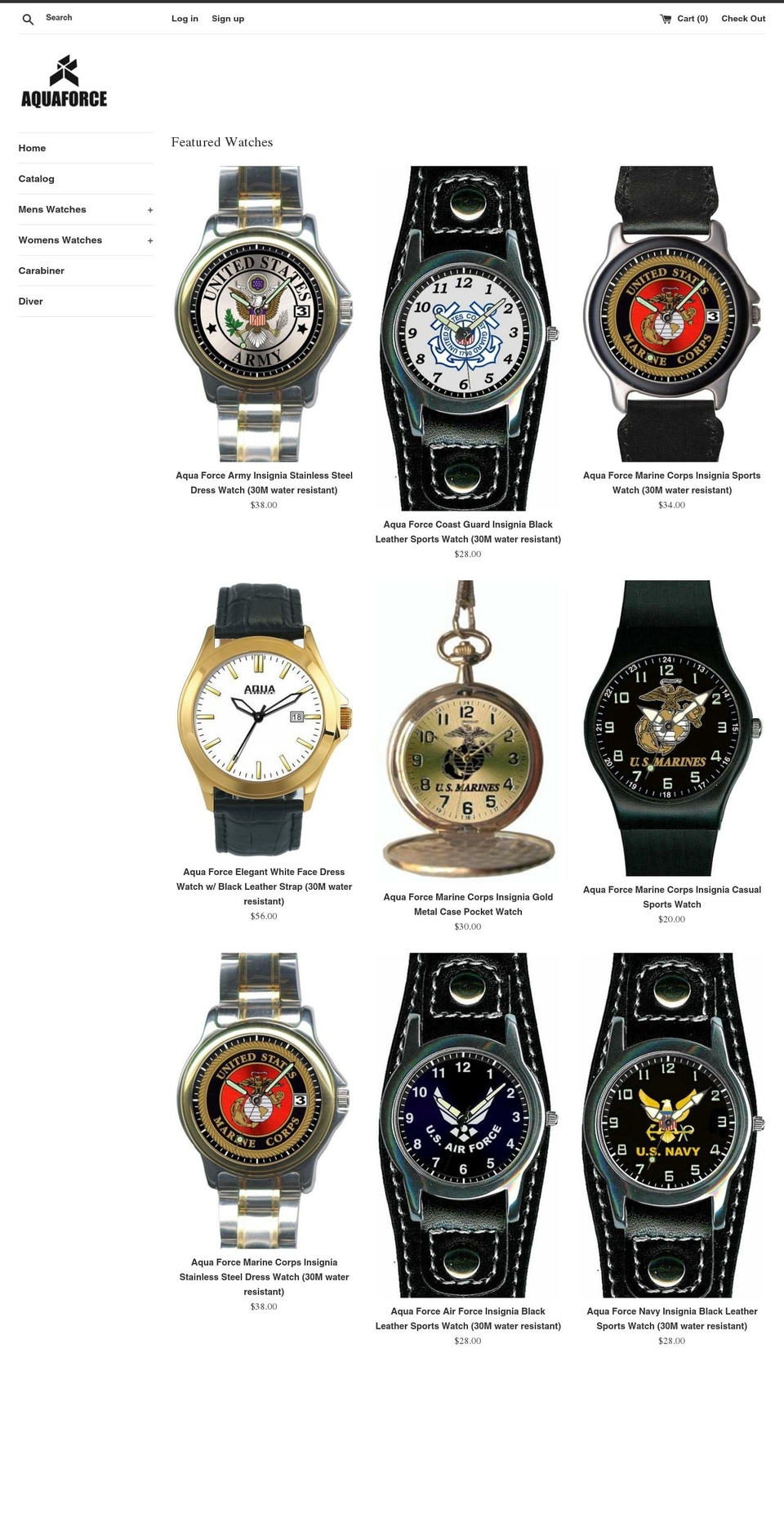 aquaforcewatches.com — Shopify storefront screenshot