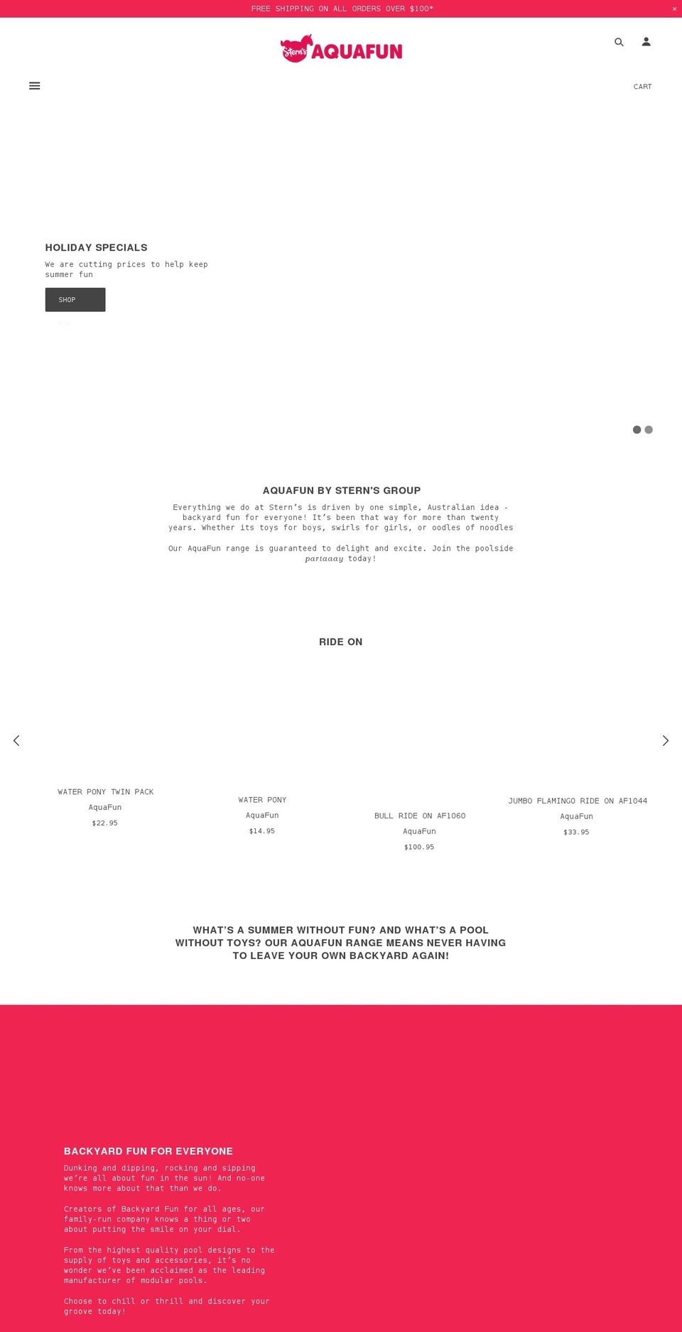 aquafun.com.au shopify website screenshot