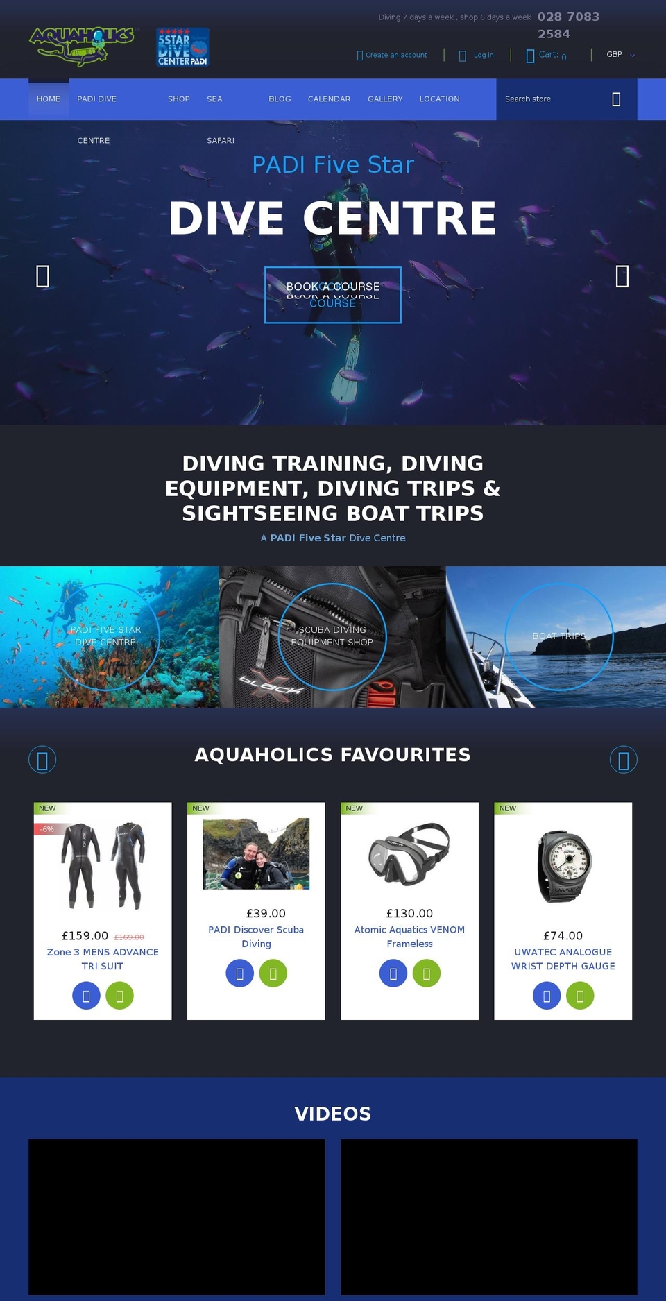 aquaholics.ie shopify website screenshot