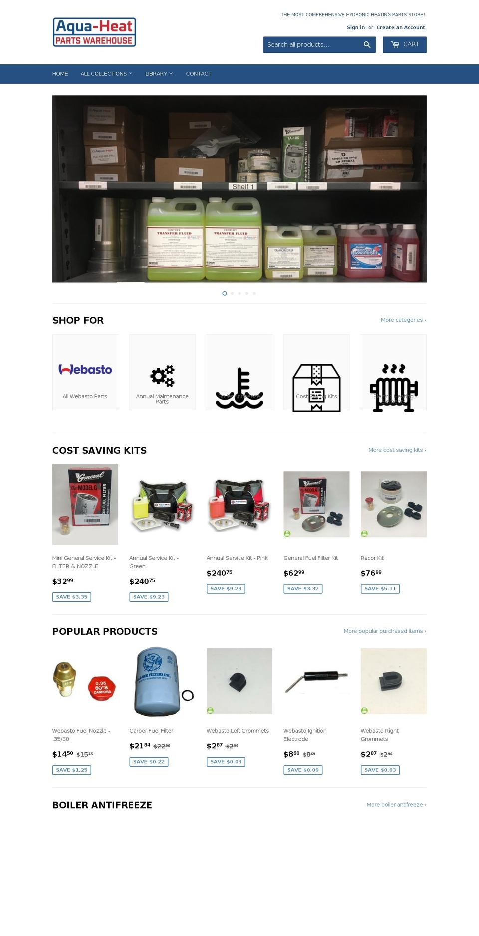 aquahotpartsonline.com — Shopify storefront screenshot