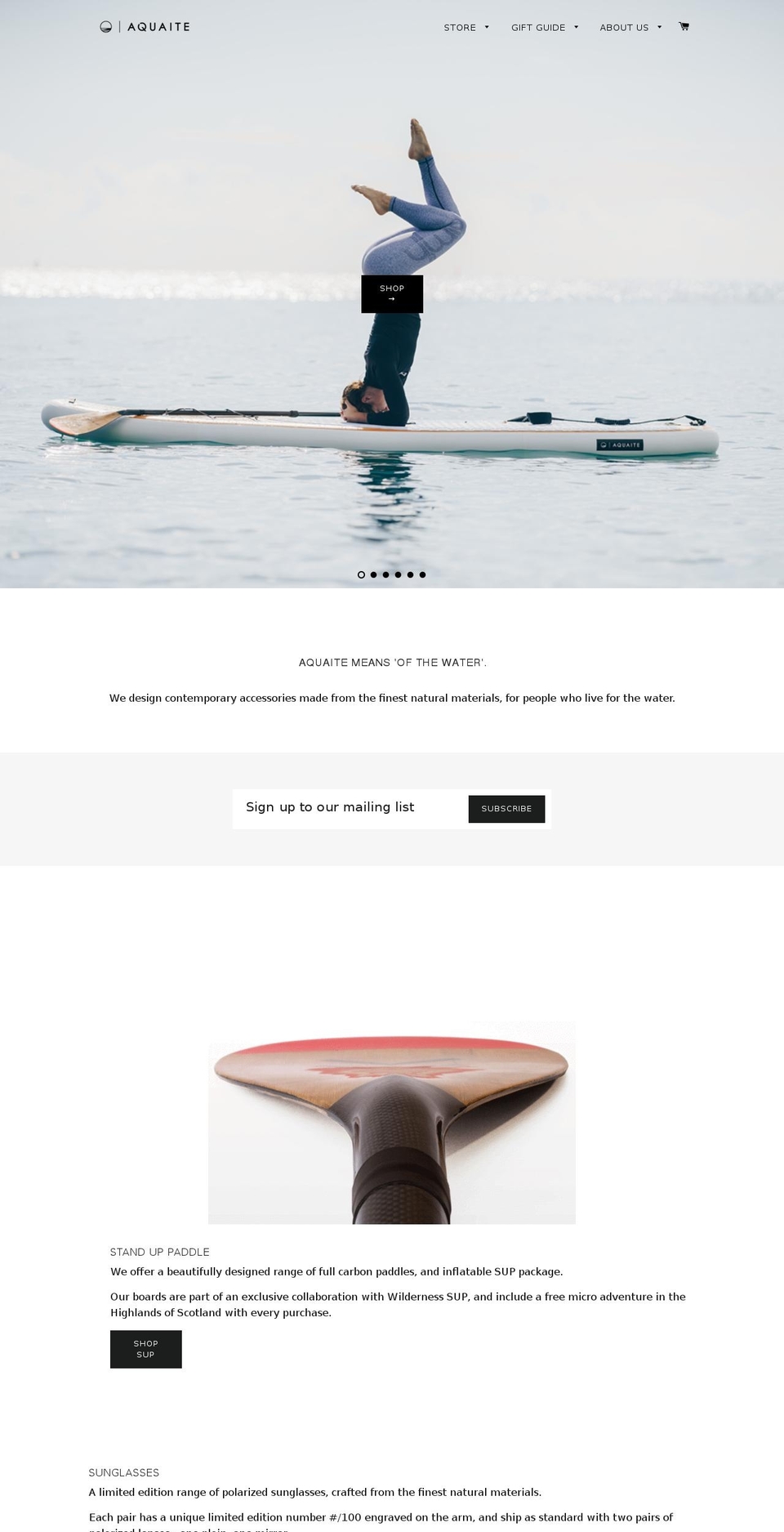 aquaite.com — Shopify storefront screenshot