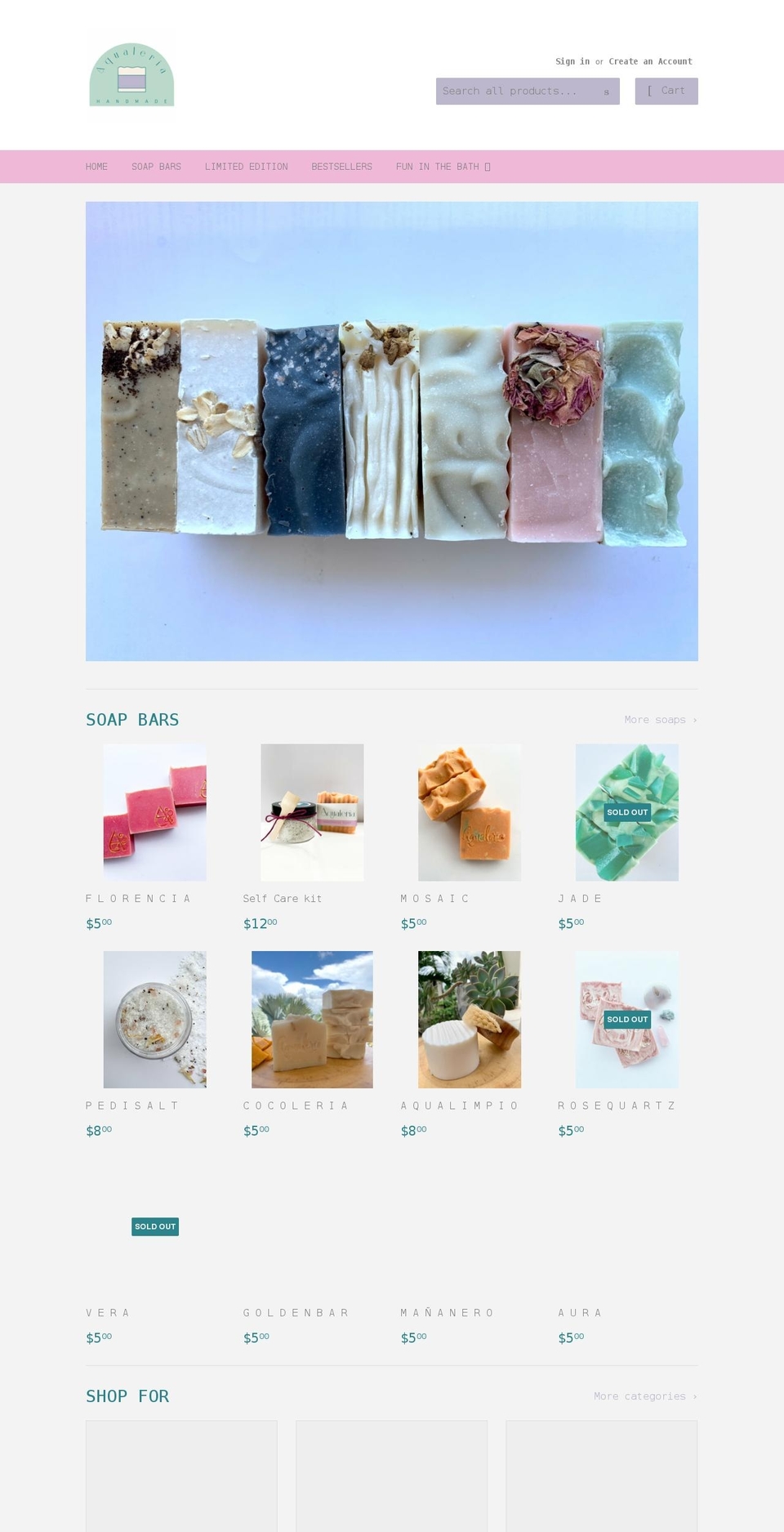 aqualeriasoap.com shopify website screenshot
