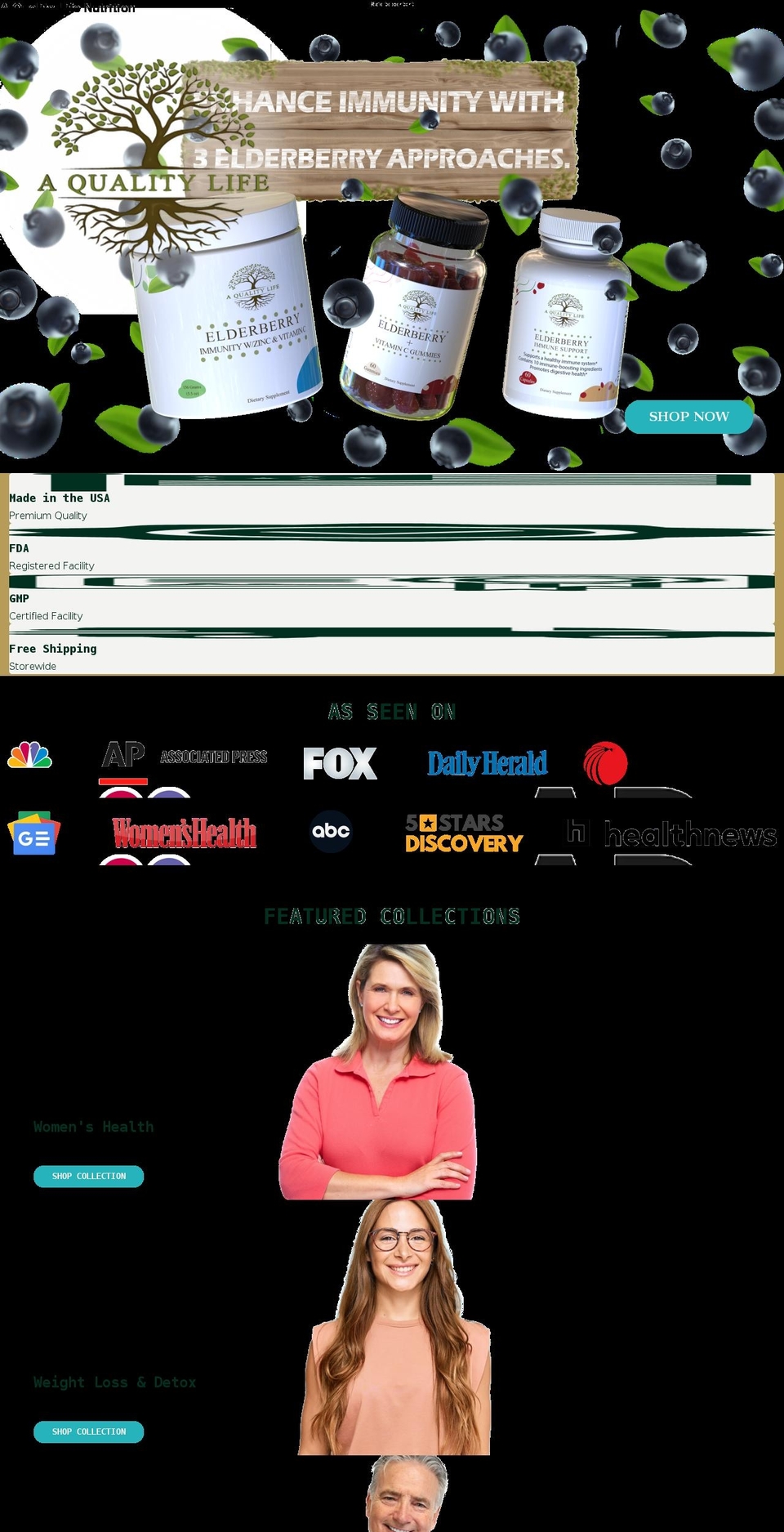 aqualitylifenutrition.com — Shopify storefront screenshot