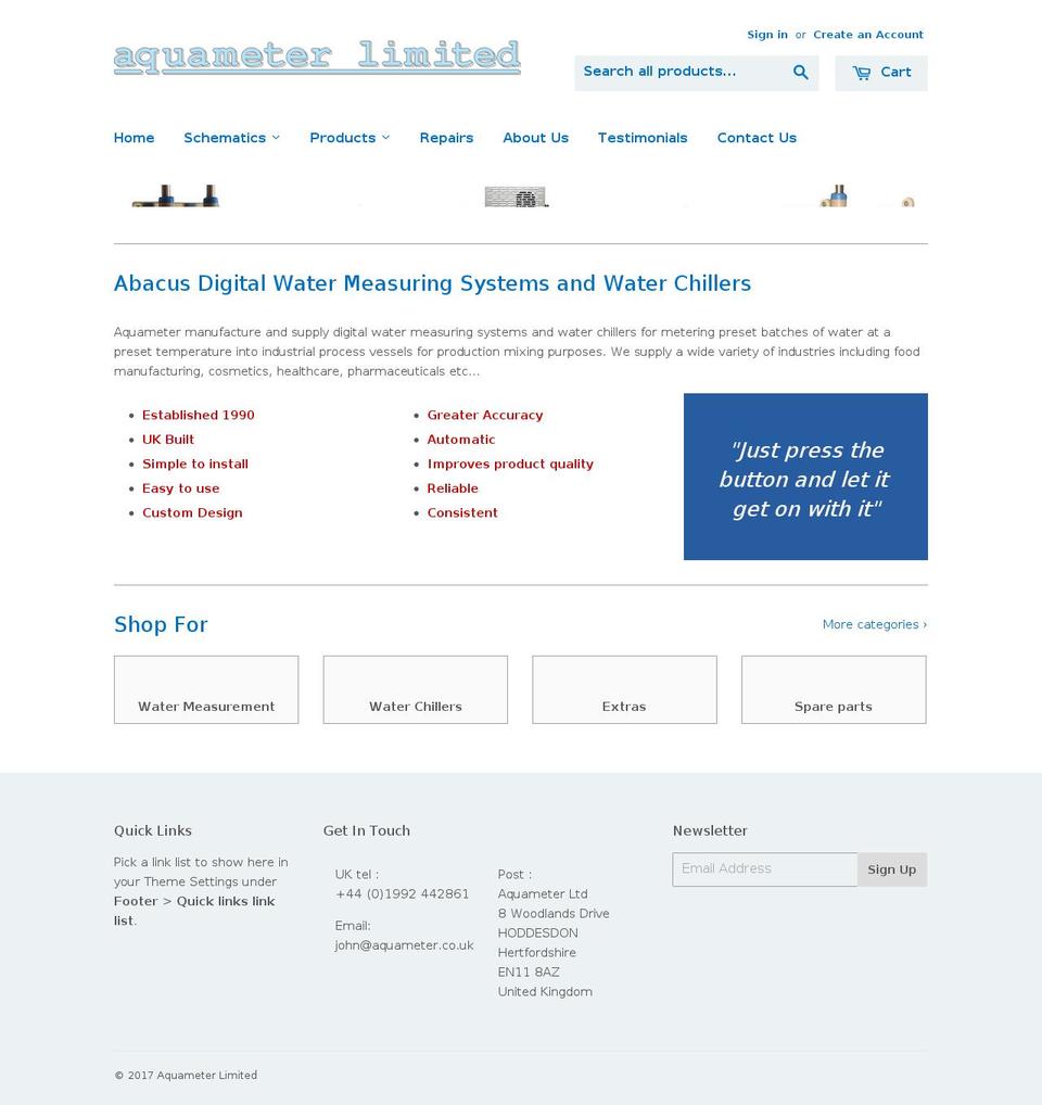 aquameter.info shopify website screenshot