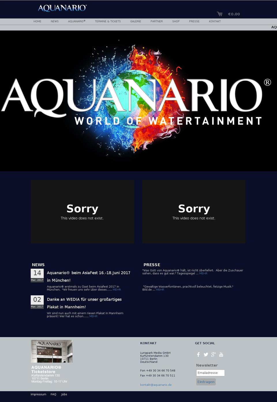 aquanario.de shopify website screenshot