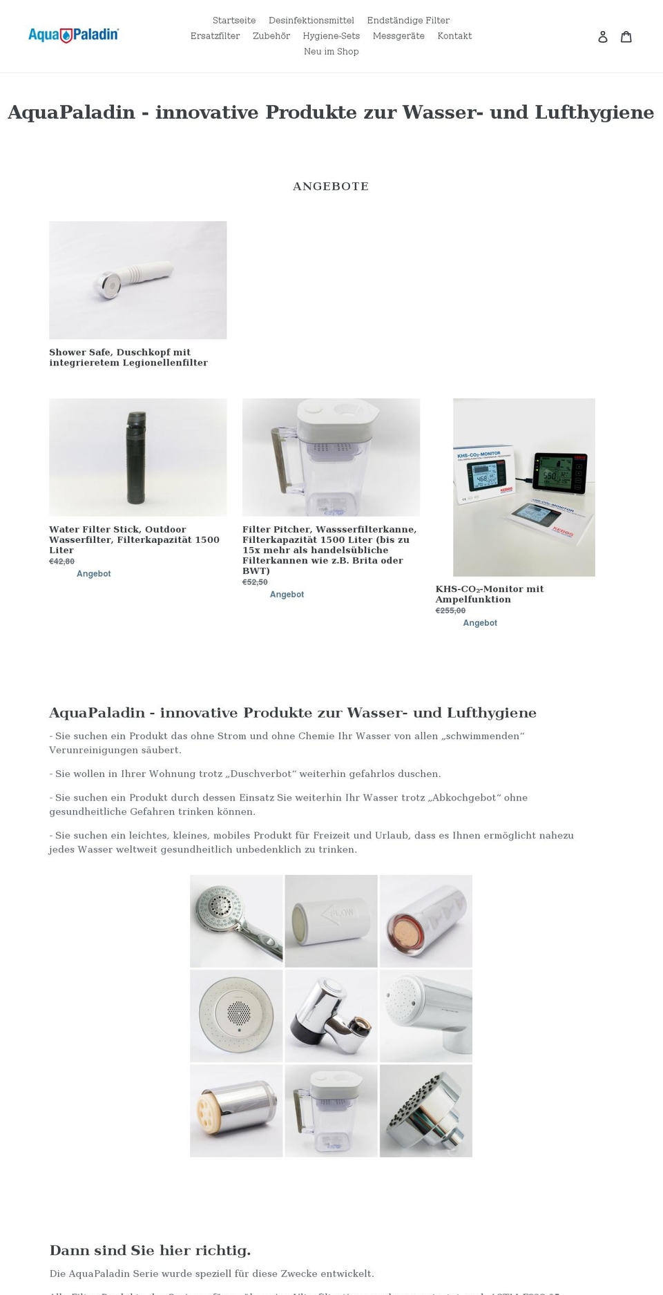 aquapaladin.de shopify website screenshot