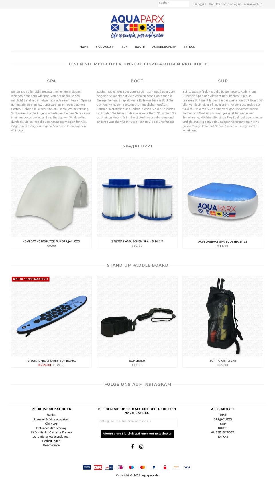 aquaparx.de shopify website screenshot