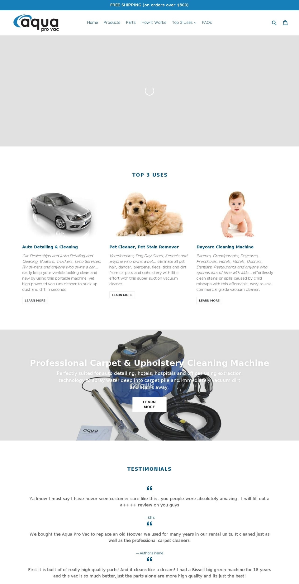 aquaprovac.com shopify website screenshot