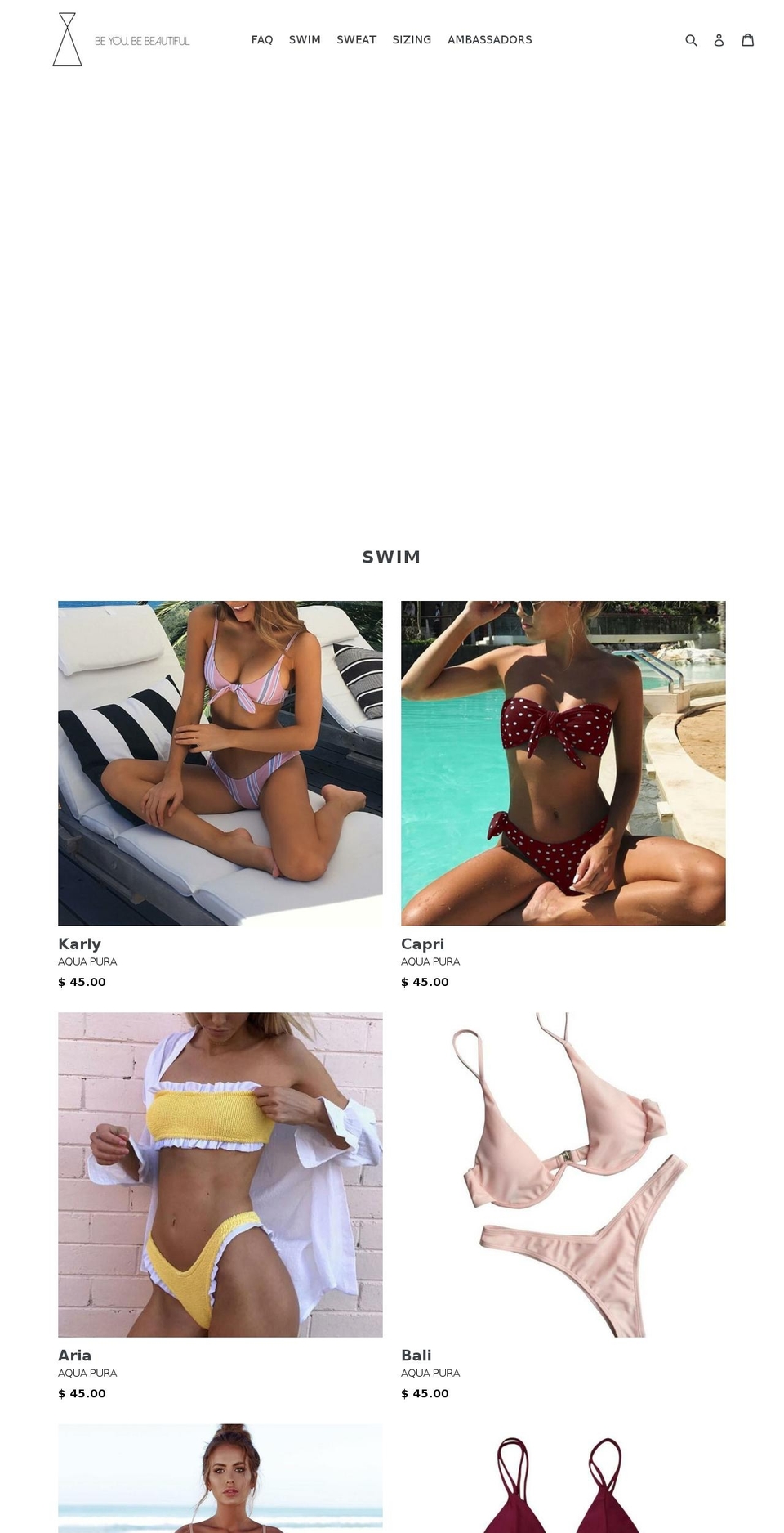 aquapuraswim.com — Shopify storefront screenshot