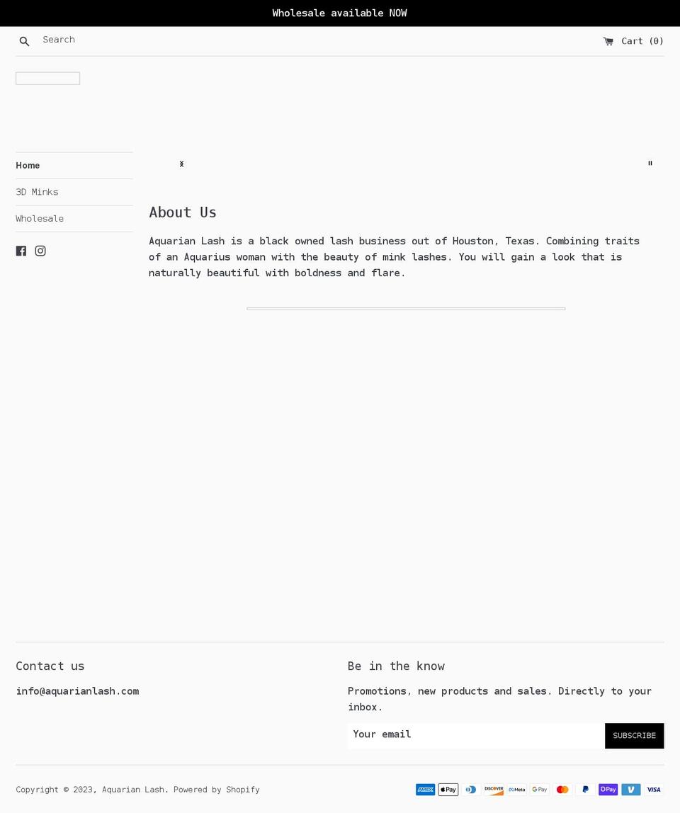 aquarianlash.com shopify website screenshot