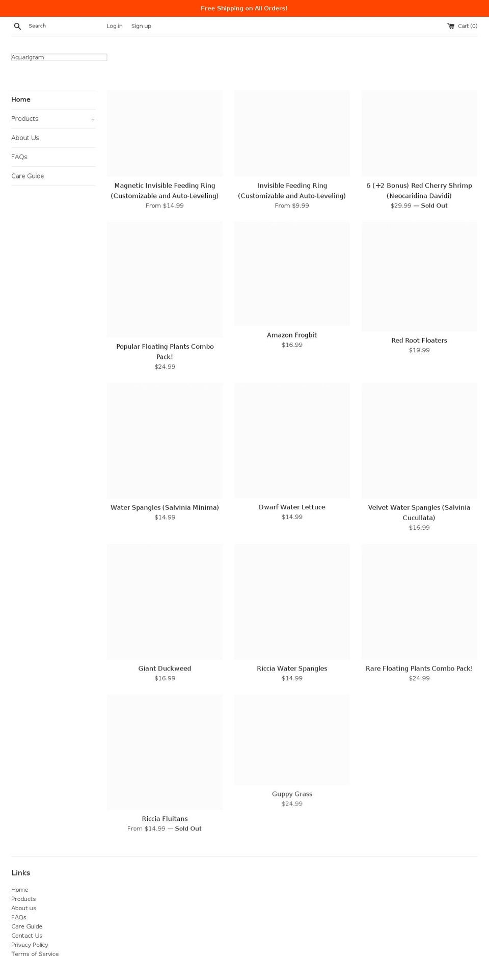 aquarigram.com shopify website screenshot