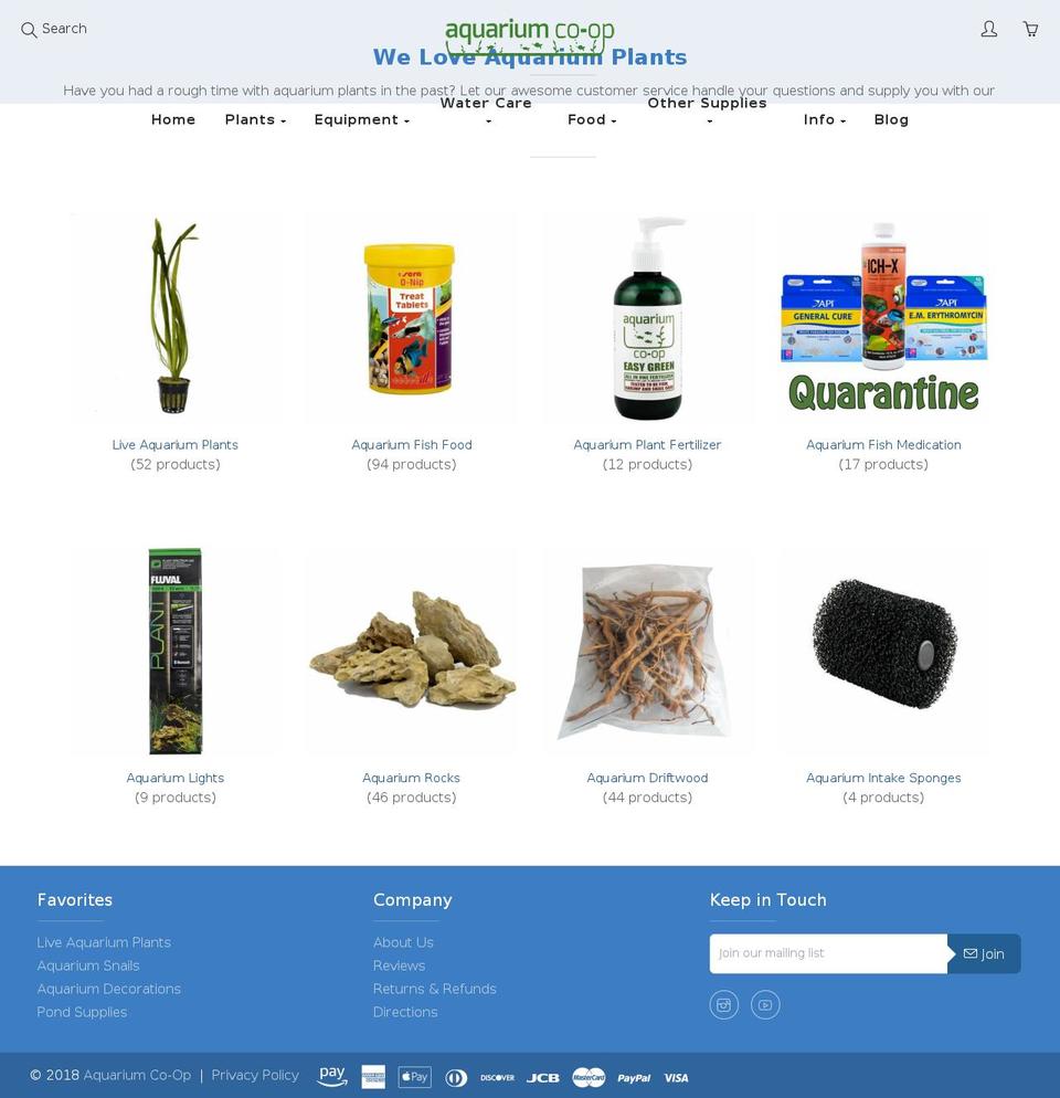 aquariumcoop.info shopify website screenshot