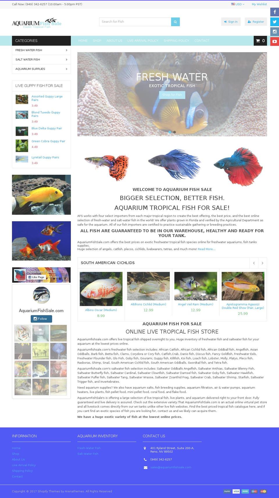 aquariumfishsale.com shopify website screenshot