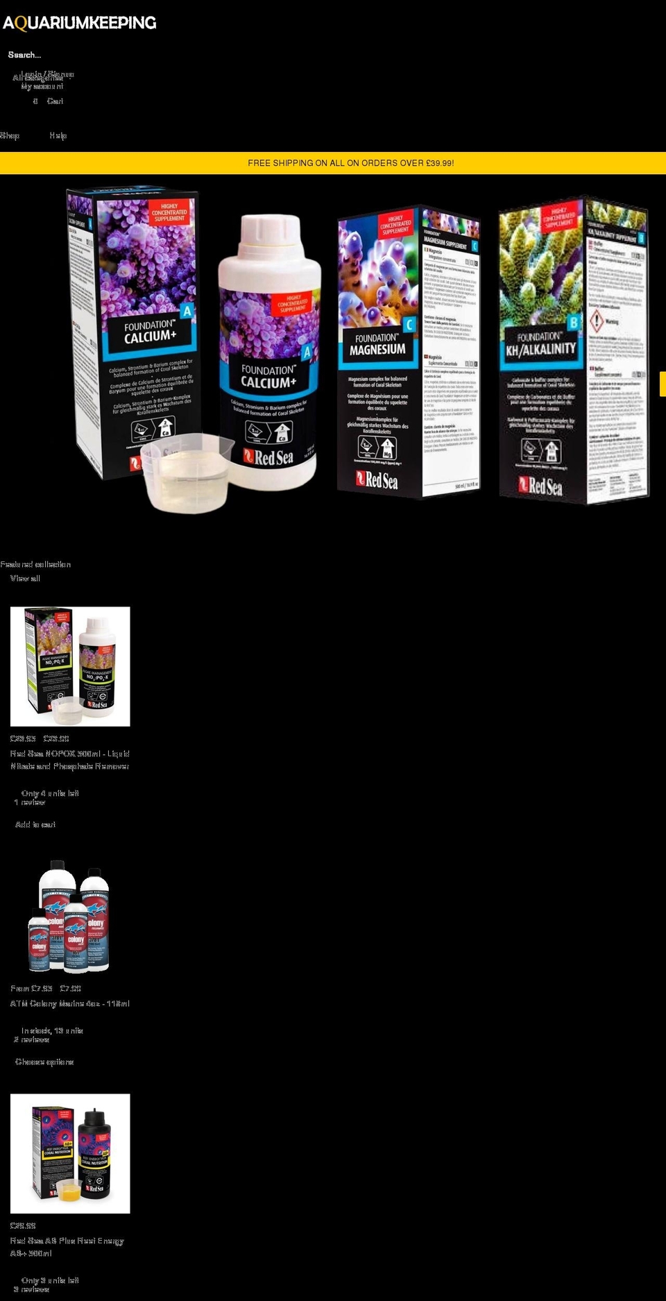 aquariumkeeping.co.uk shopify website screenshot