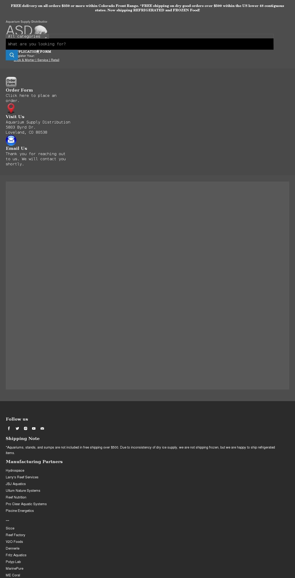 aquariumsupplydistribution.com shopify website screenshot