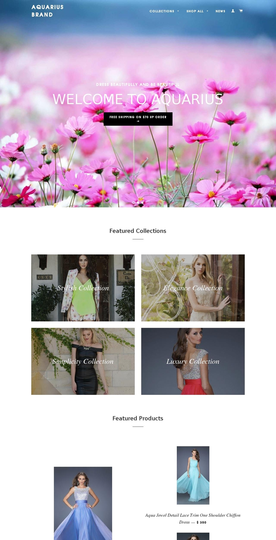 aquarius-brand.com shopify website screenshot