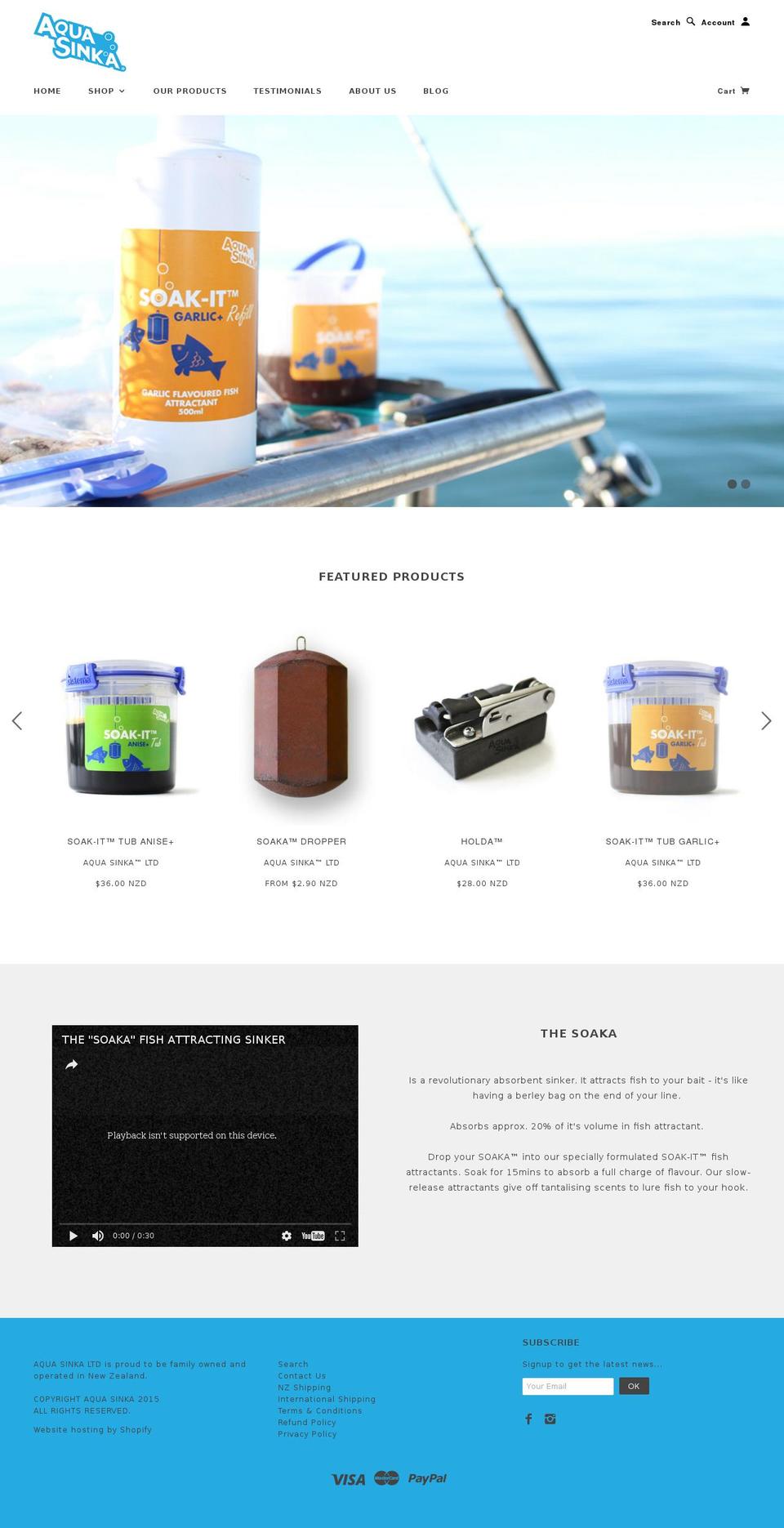aquasinka.com shopify website screenshot