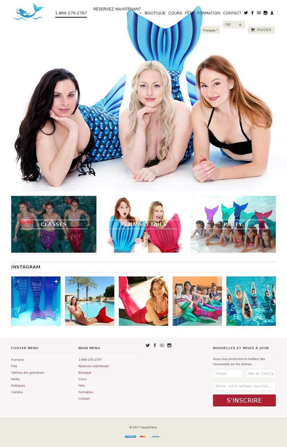 aquasirene.com shopify website screenshot