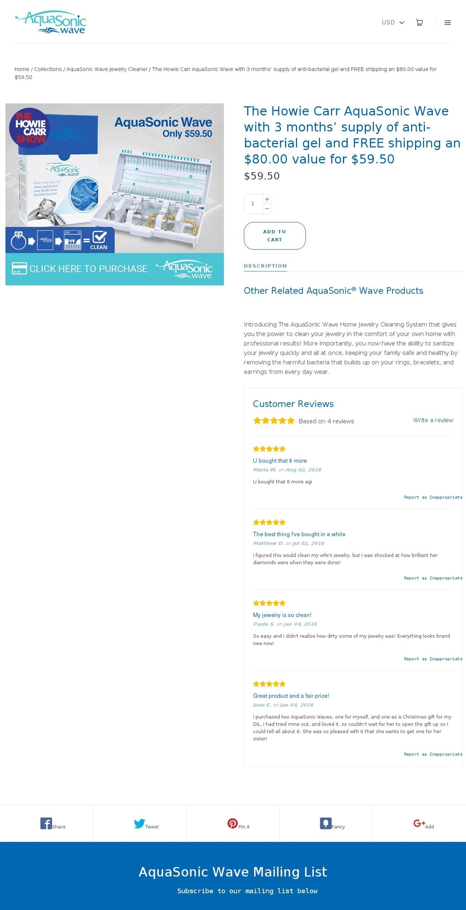 aquasonichowie.com — Shopify storefront screenshot
