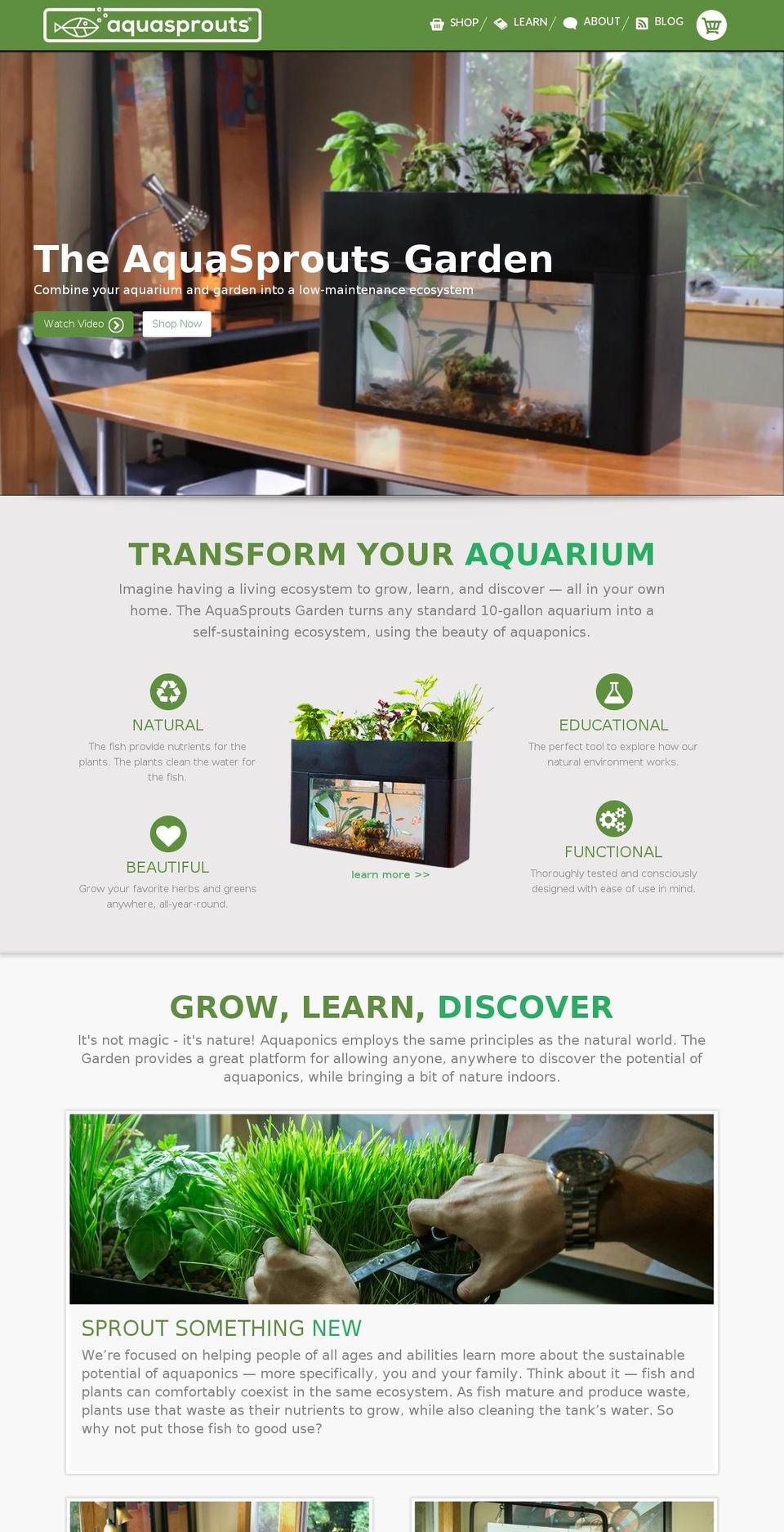 aquasprouts.com shopify website screenshot